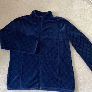 Blue zip up fleece jacket